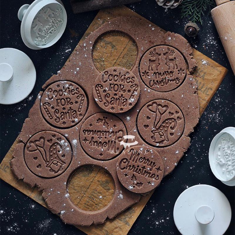 【麥歡樂】經典圓形 聖誕節餅乾模 立體餅乾壓模 按壓餅乾模具 祝福語餅 餅乾模  糖霜餅乾 壓模【烘焙材料】-細節圖3