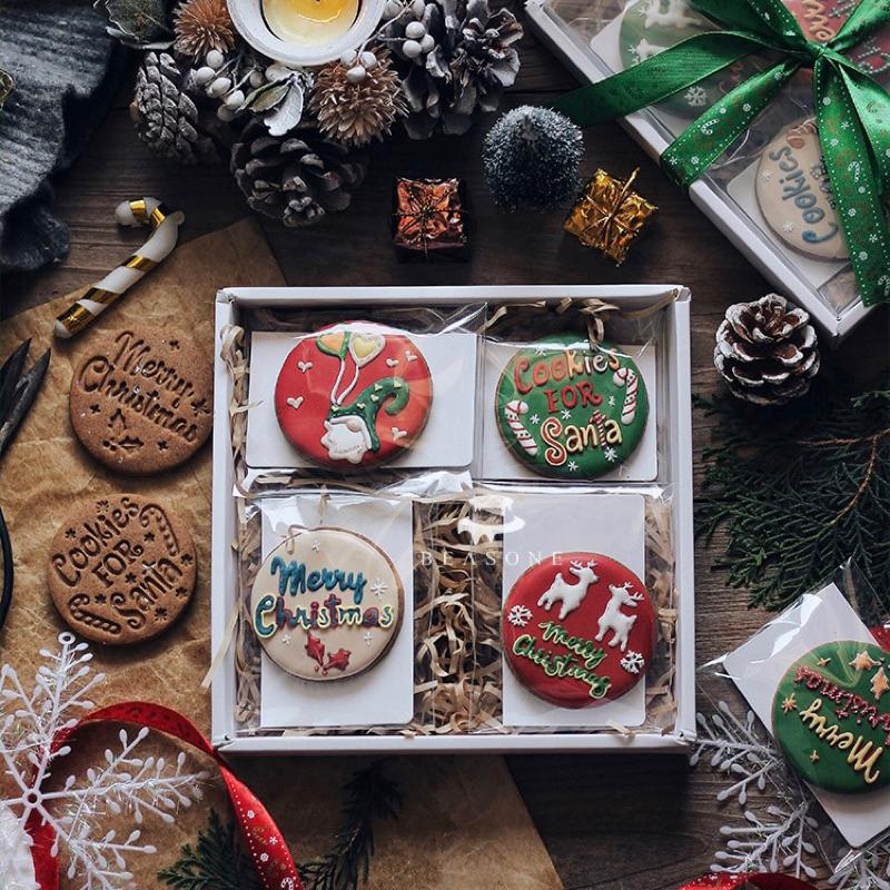 【麥歡樂】經典圓形 聖誕節餅乾模 立體餅乾壓模 按壓餅乾模具 祝福語餅 餅乾模  糖霜餅乾 壓模【烘焙材料】-細節圖4