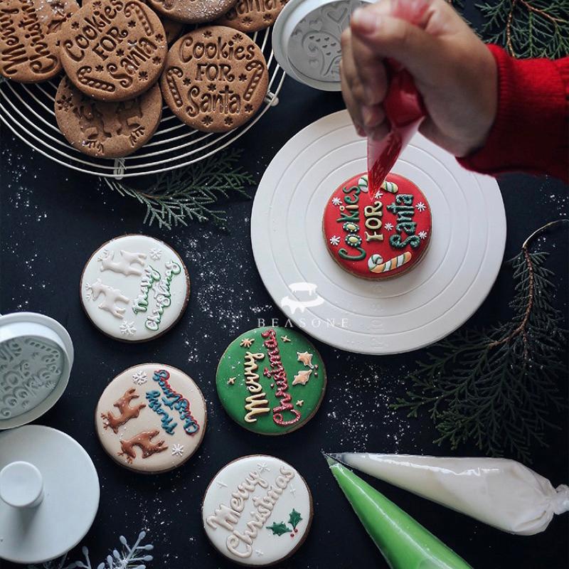 【麥歡樂】經典圓形 聖誕節餅乾模 立體餅乾壓模 按壓餅乾模具 祝福語餅 餅乾模  糖霜餅乾 壓模【烘焙材料】-細節圖6