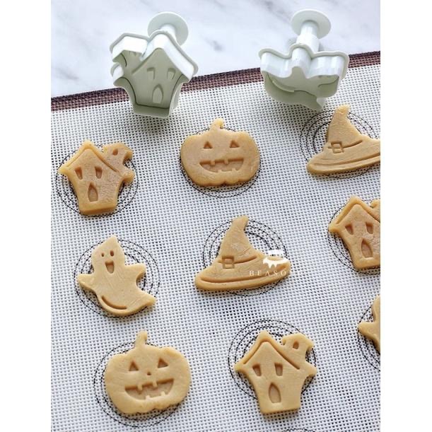 【麥歡樂】萬聖節 餅乾切模  餅乾模 壓模 按壓餅乾模具4件套 翻糖 切模 彈簧壓頭【烘焙材料】-細節圖4