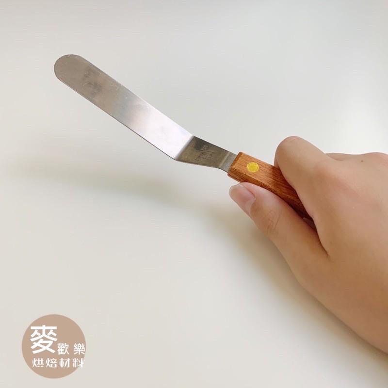 【麥歡樂】4吋曲柄小抹刀 不銹鋼木柄彎形曲柄刮平刀 蛋糕抹刀 慕斯小塔抹刀 蛋糕抹平刀【烘焙材料】-細節圖2