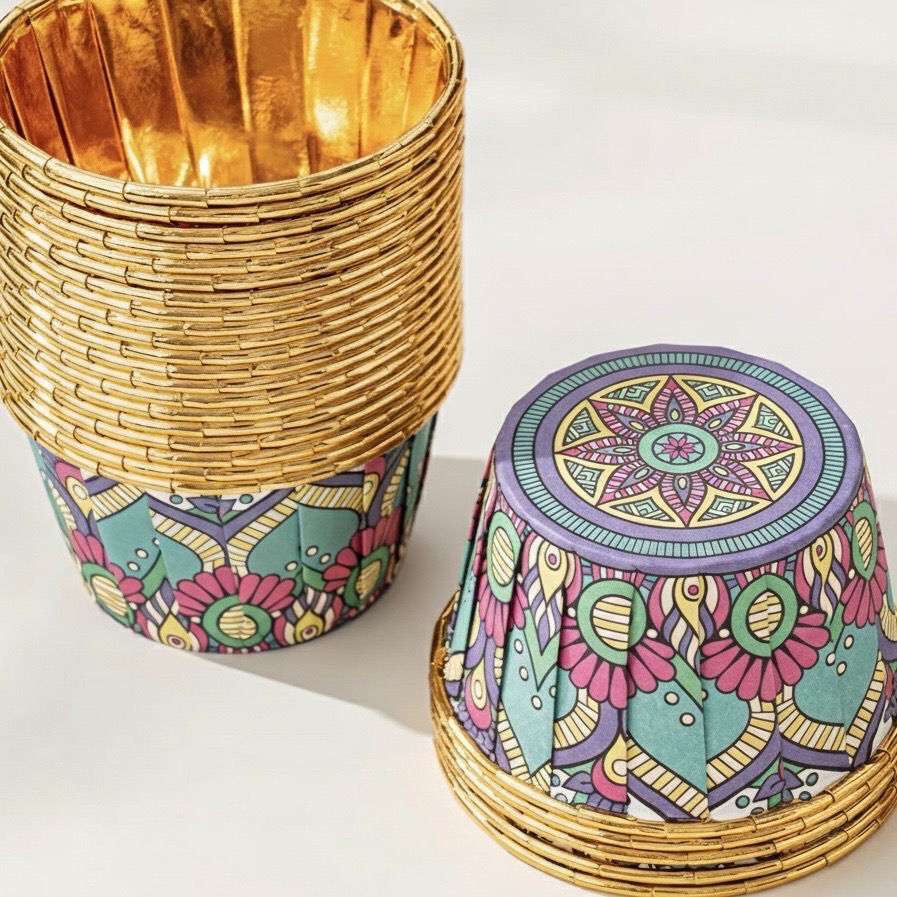 【麥歡樂】 復古花紋 捲邊紙杯 聖誕 耐高溫防油 紙托 杯子蛋糕 紙模 紙杯 馬芬杯 小蛋糕杯【烘焙材料】-規格圖4