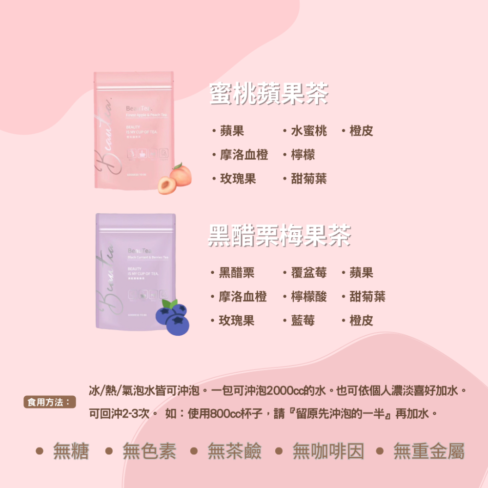 🧸現貨12小時出貨🤍買兩袋就送吸管杯・Beautea蜜桃蘋果｜黑醋栗莓果｜茶包｜果乾水｜抖音爆紅果乾茶-細節圖3