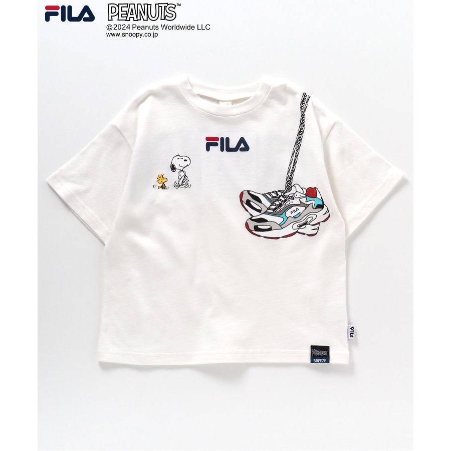 日本童裝-FILA x 史努比聯名款小球鞋logo短袖上衣-細節圖3