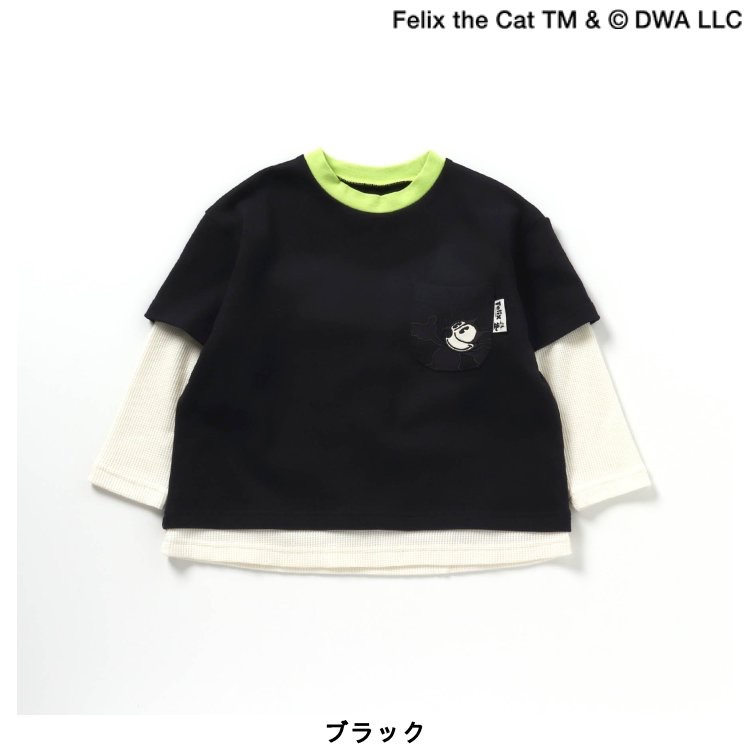 日本童裝-105週年FELIX菲力克斯貓聯名款拼色長袖tee-細節圖2