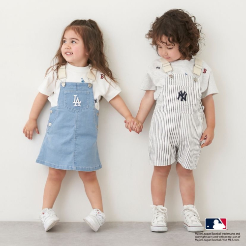 日本童裝-MLB聯名系列吊帶牛仔褲/牛仔裙