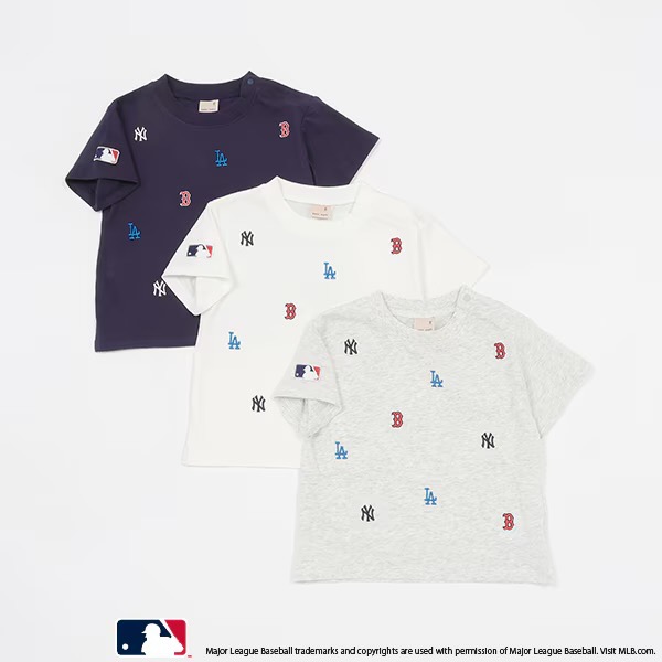 日本童裝-MLB聯名系列假滿版刺繡上衣-細節圖3