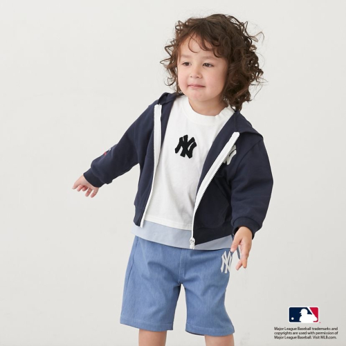 日本童裝-MLB聯名系列華夫格連帽外套