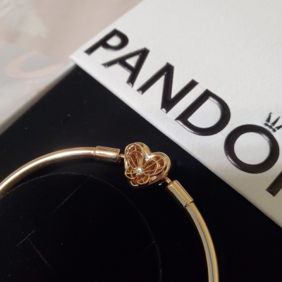 全新Pandora玫瑰金硬環