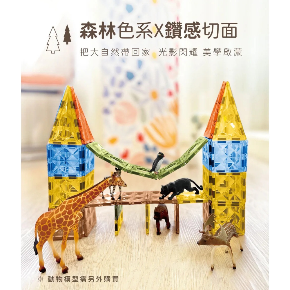 小牛津/霧鑽創意磁力片-100pcs(自然色系/鑽感切面/STEAM玩具)~森系絕美顏色，啟發藝術靈感！-細節圖2