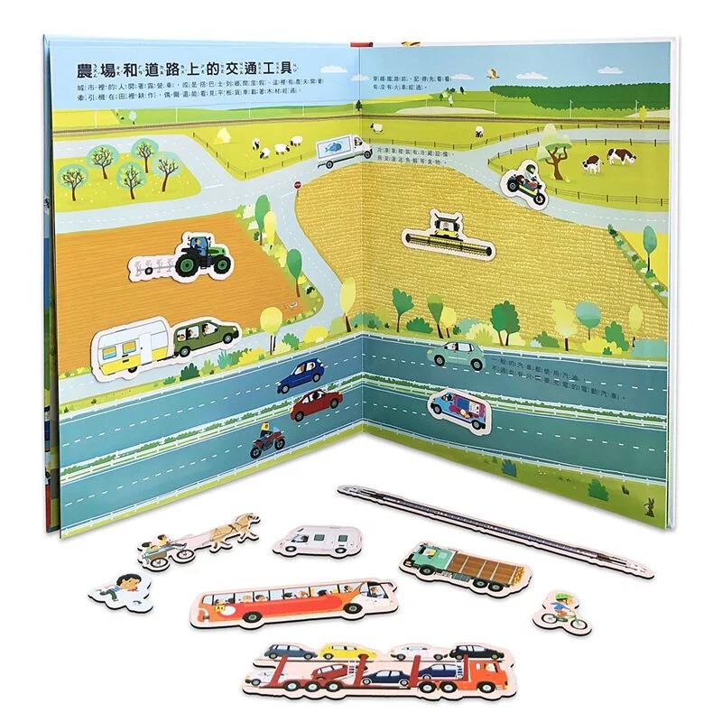 陸海空車迷磁貼互動書2本 我的交通工具磁貼遊戲書+我的建築工程磁貼遊戲書-細節圖7