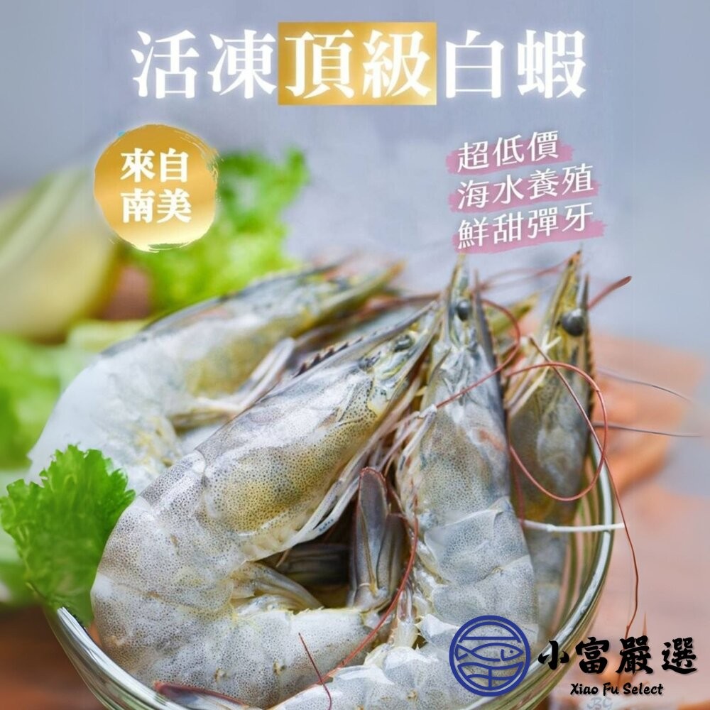 【小富嚴選】急速冷凍頂級白蝦 紅太陽 生白蝦 40/50(850g/盒) 鮮凍白蝦 海產 低脂高蛋白 熱炒-細節圖2