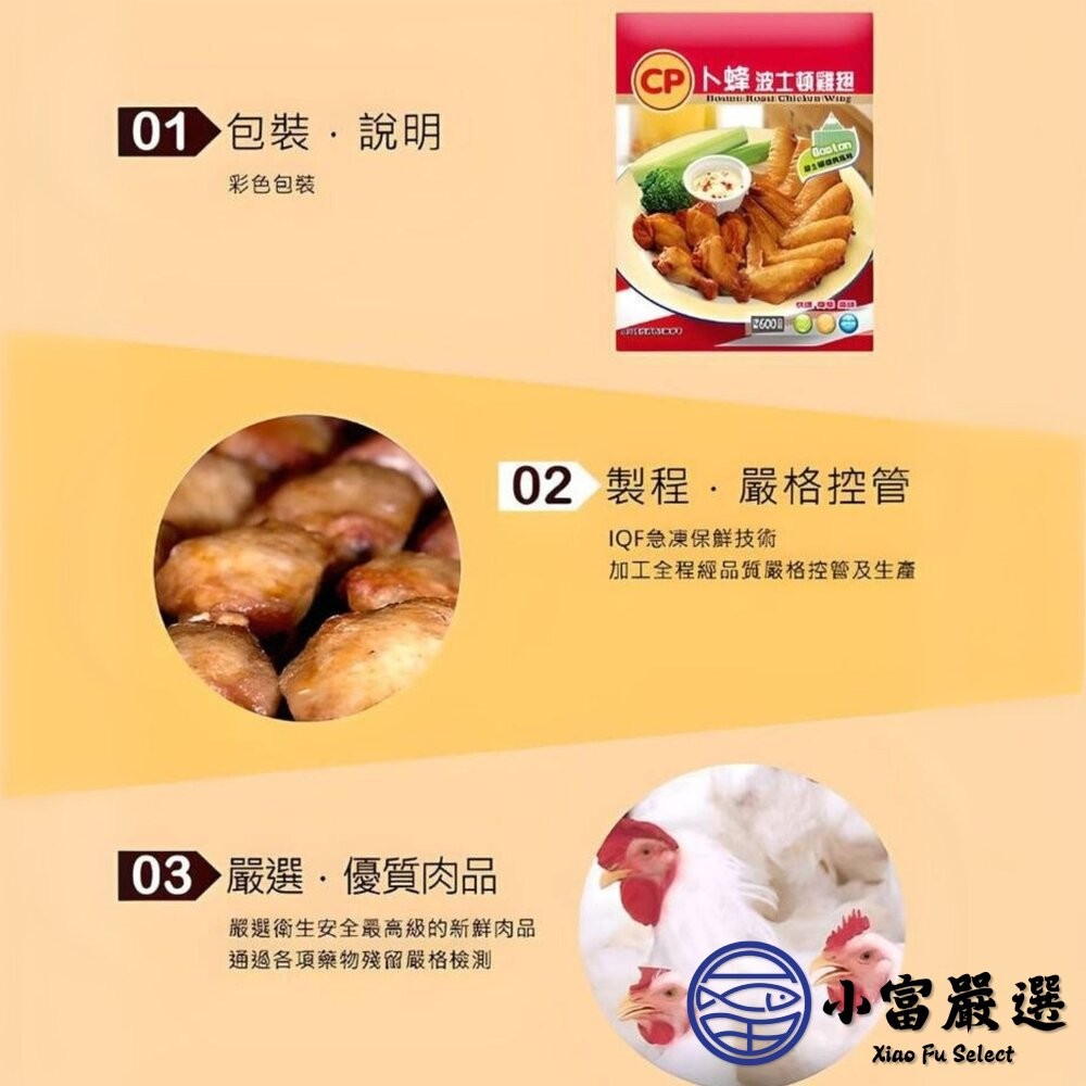 【小富嚴選】卜蜂波士頓燒烤雞翅 燒烤二節翅 卜蜂調理 (600g/包) 加熱即食 烤肉 台灣 卜蜂 露營 燒烤-細節圖3