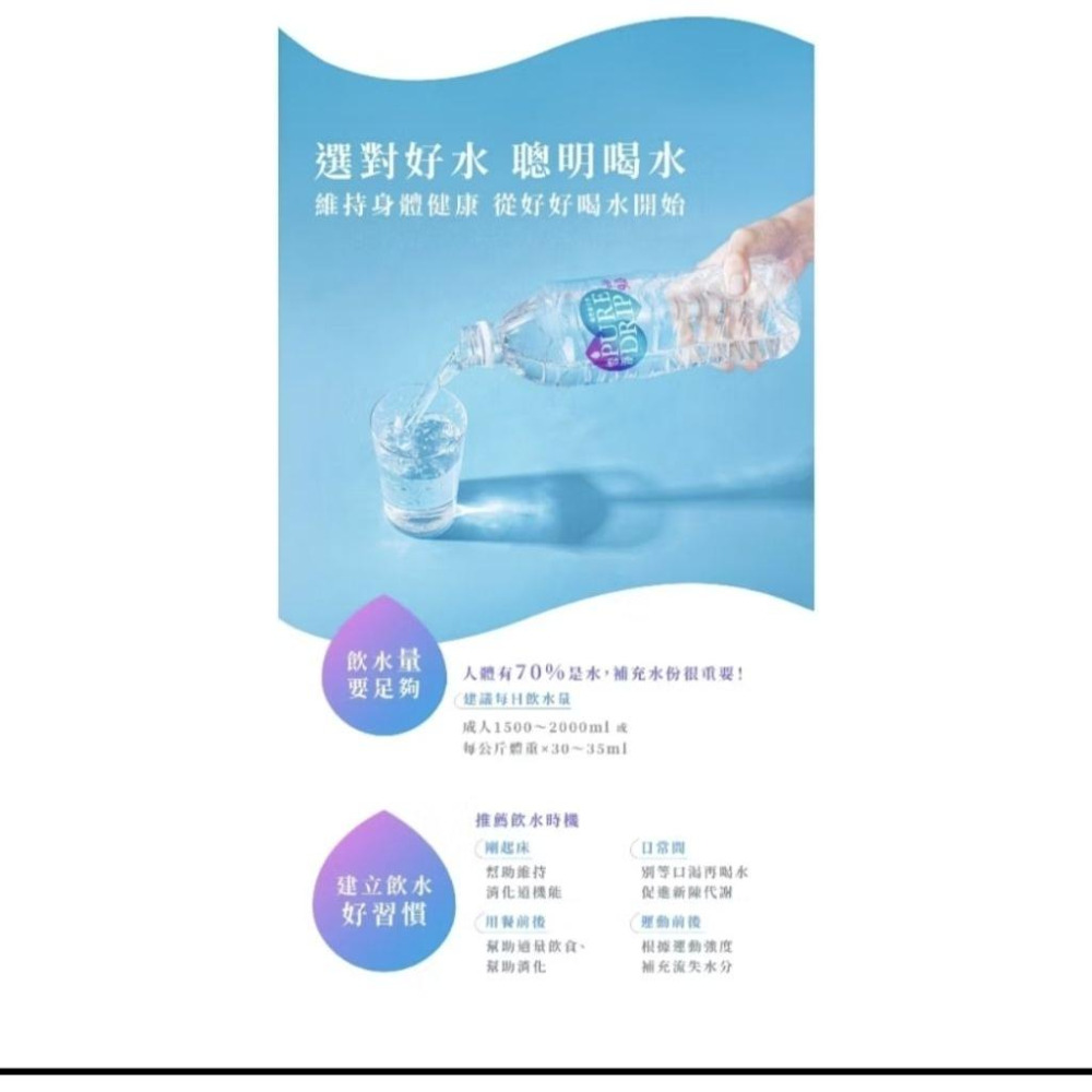 ［隔日配、附發票］金車 雪淨 Pure Drip 鹼性離子水 PH9.0 750ml 8入 礦泉水-細節圖6