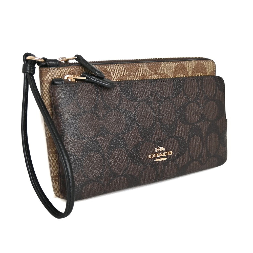 Coach 老花雙色大小雙層手拿包-細節圖2