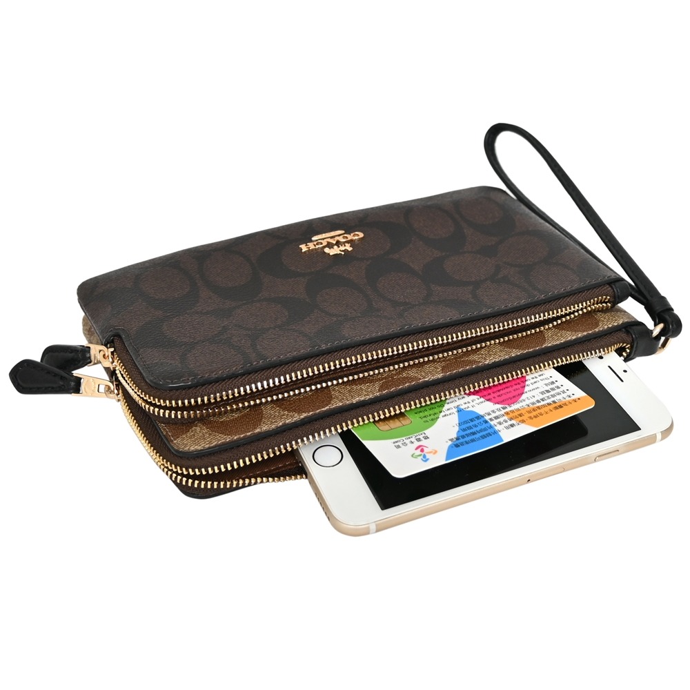 Coach 老花雙色大小雙層手拿包-細節圖7