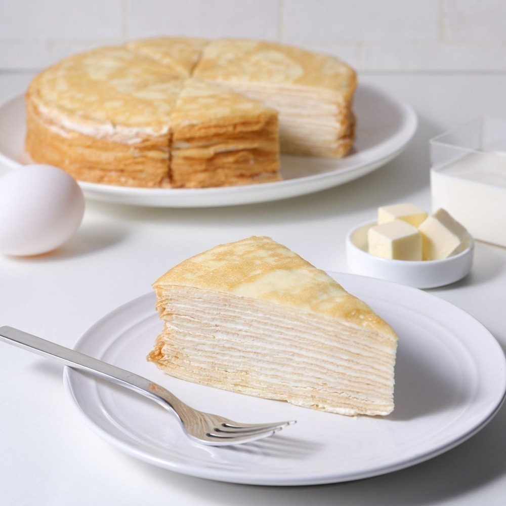 【開元食品】法式千層派蛋糕 8吋卡士達｜贈法芙娜61％巧克力棒｜甜點｜10切(840g/盒)-細節圖3