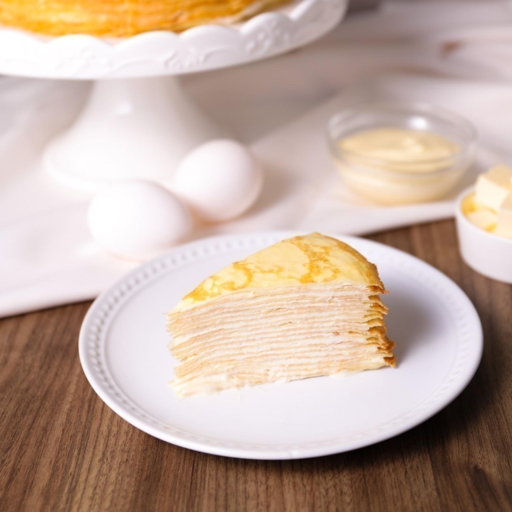 【開元食品】法式千層派蛋糕 8吋卡士達｜贈法芙娜61％巧克力棒｜甜點｜10切(840g/盒)-細節圖5