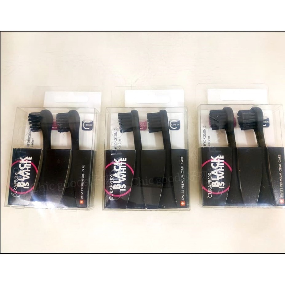 來自瑞士原廠歐洲進口CURAPROX酷黑淨白電動牙刷替換刷頭-細節圖2