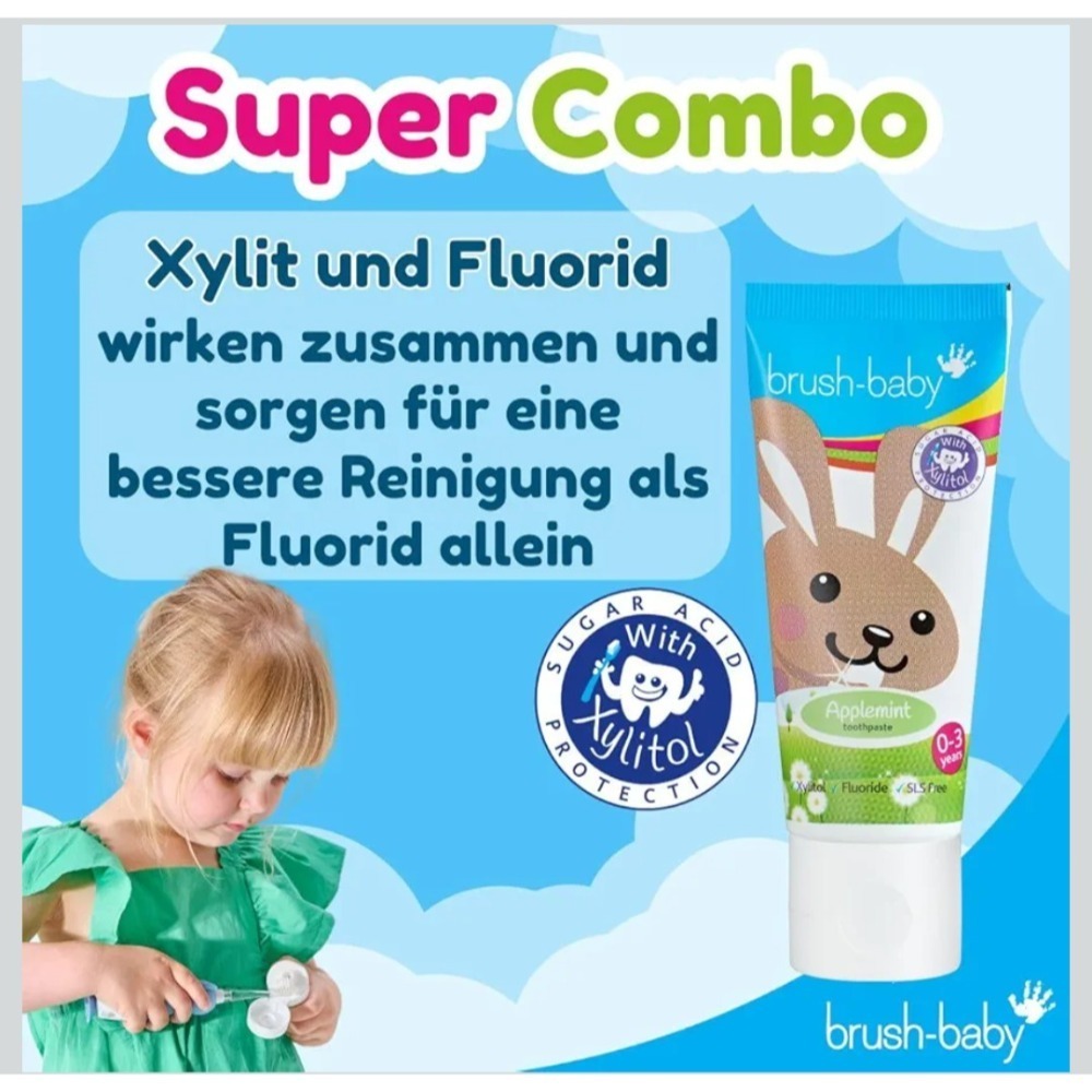 （正品）歐洲原裝Brush Baby兒童牙膏3條組(適合0~36個月以上幼童)-細節圖4