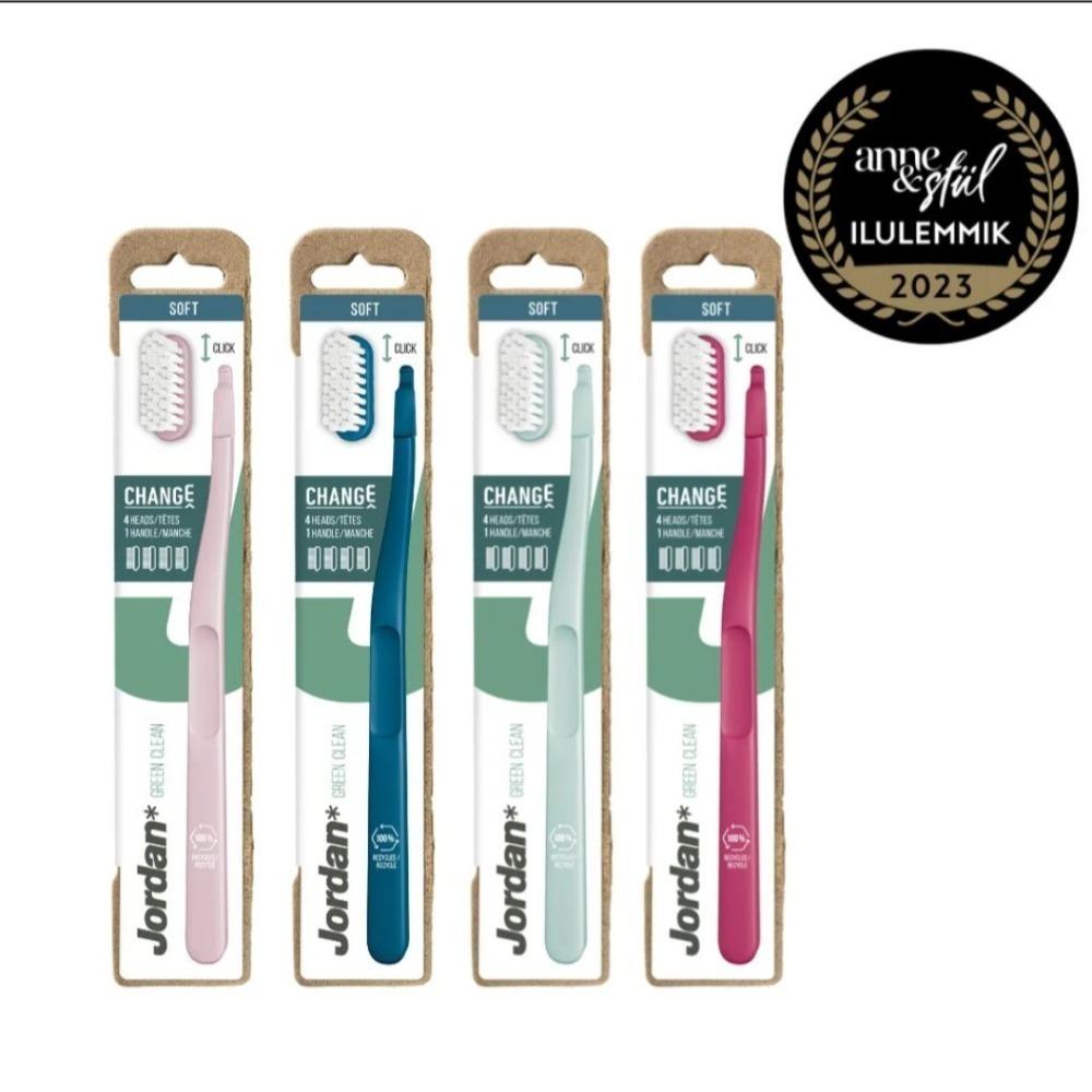 （正品）北歐挪威Jordan替換式軟毛刷頭Jordan 1支牙刷柄+4個替換刷頭-細節圖4