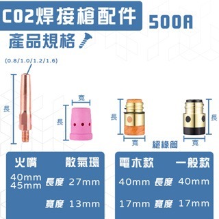 500A CO2火口 CO2直口火 CO2縮火口 絕緣筒 散氣環 火嘴基座 CO2焊接槍 焊接機 CO2氣體保護電焊機-細節圖4