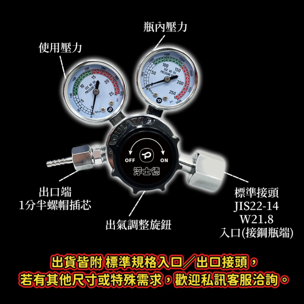 減壓錶 CO2鋼瓶 調整器 二氧化碳錶 減壓錶 氮氣 壓力調整器 氮氣鋼瓶-細節圖3