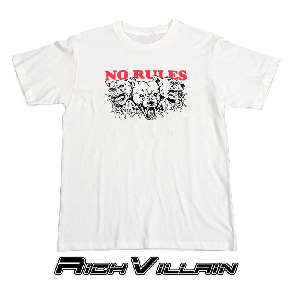 ⚜️ 台灣現貨 NO RULES 歐美惡犬插畫 短T 純棉 短袖 T恤 寬鬆上衣-細節圖3