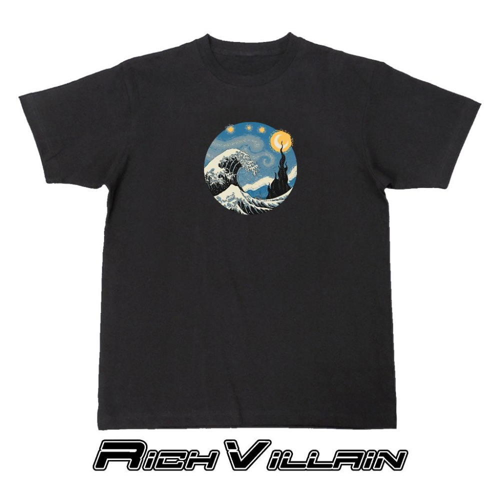 ⚜️ 台灣現貨 🌊日式浮世繪海浪 星空款 短T 純棉 短袖 T恤 寬鬆上衣-細節圖3