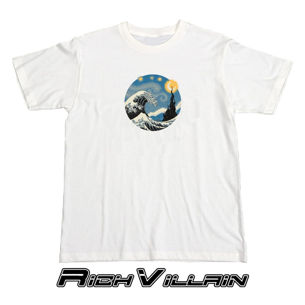 ⚜️ 台灣現貨 🌊日式浮世繪海浪 星空款 短T 純棉 短袖 T恤 寬鬆上衣-細節圖4