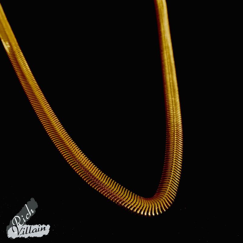 ⚜️ 台灣現貨 扁蛇骨鍊 金項鍊 刀片蛇骨鍊 18k鍍金 金項鍊 hip hop 頑童 兄弟本色 8+9-細節圖3