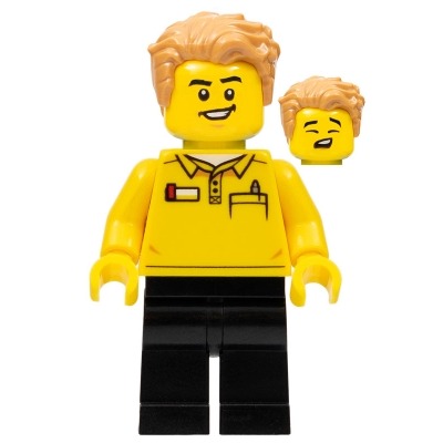 【Emily Mifigures】LEGO 樂高 人偶 頭髮 全新 帥哥髮型 旁分 微卷 中膚色 23186-細節圖3