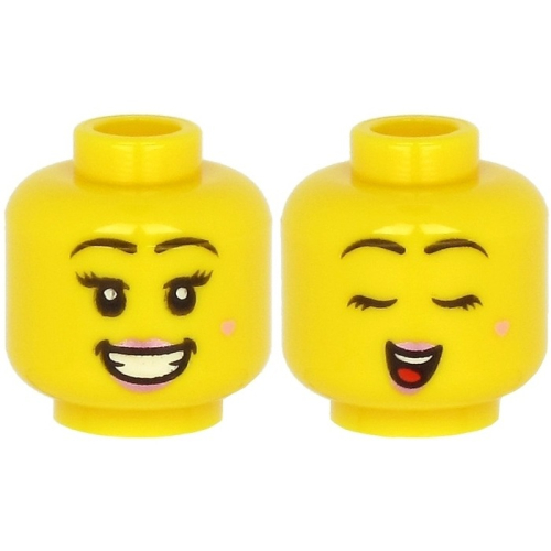 【Emily Mifigures】LEGO 樂高 人偶 頭 全新 雙面臉 開心 閉眼 粉紅色唇 3626cpb2634