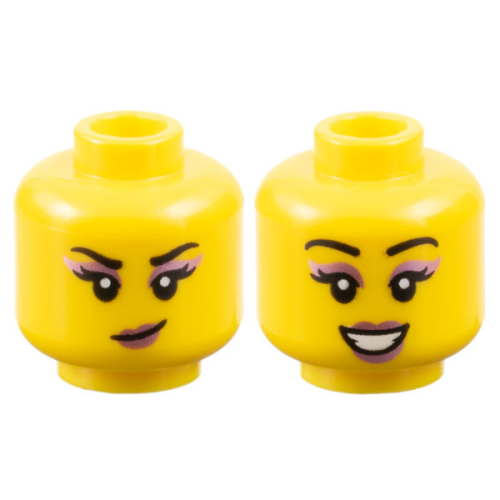 【Emily Mifigures】LEGO 樂高 人偶 頭 全新 雙面臉 亮亮金屬粉紅色眼影口紅 28621pb0113