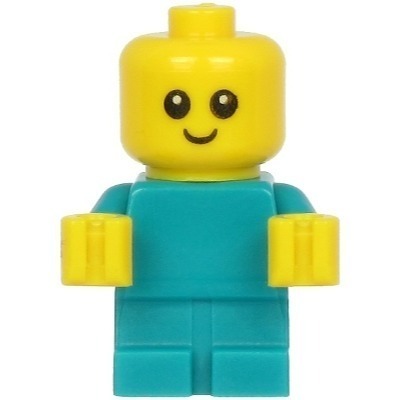 【Emily Mifigures】LEGO 樂高 人偶 全新未組 超可愛 嬰兒+寶寶背帶+奶瓶 白色 深藍綠色-規格圖5