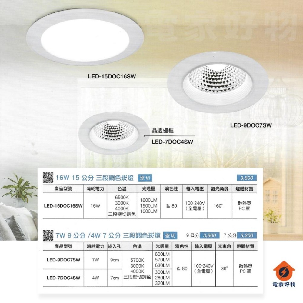 舞光 LED 三段調色崁燈 16W 7W 4W 白光 自然光 黃光 三段變色崁燈-細節圖8