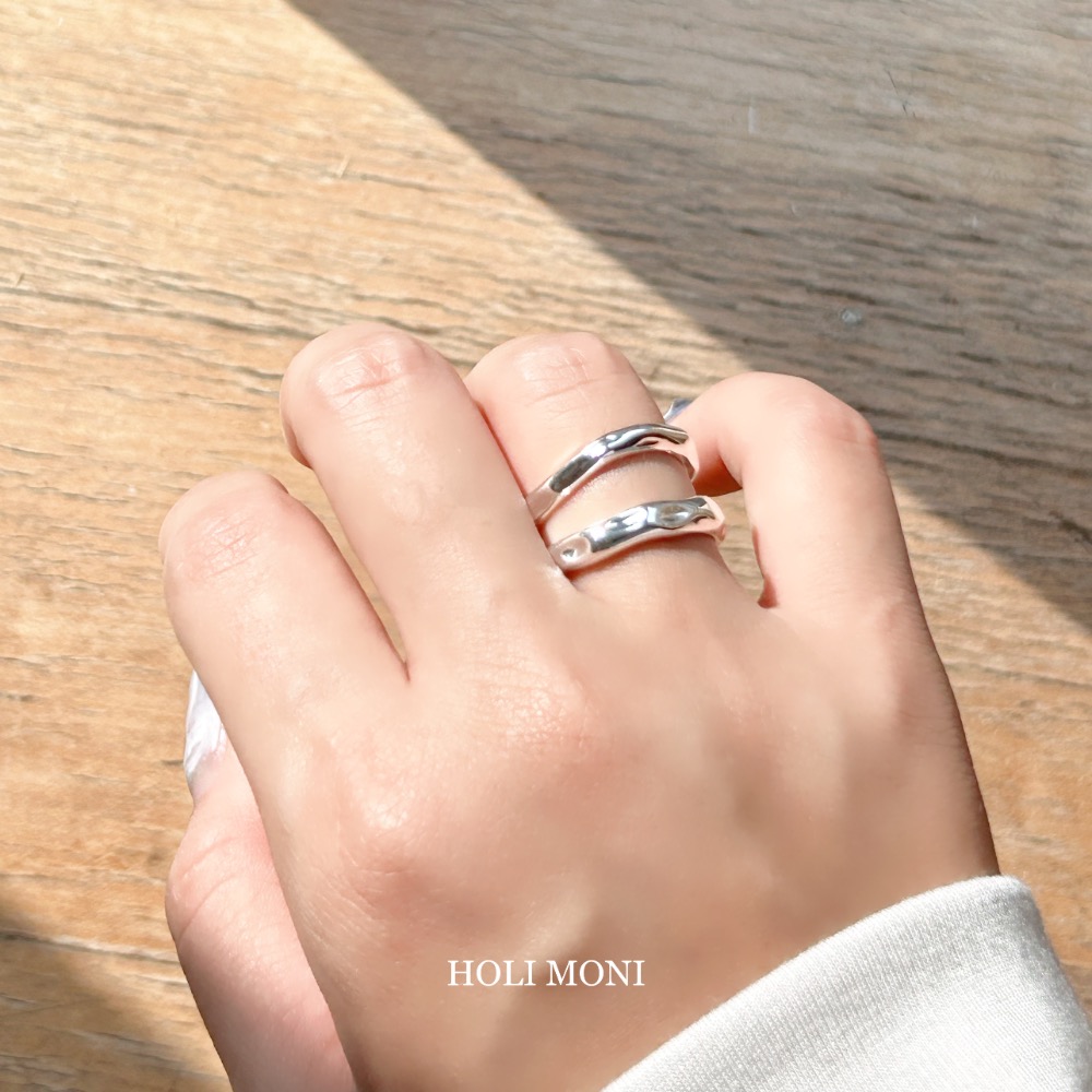 𝐇𝐎𝐋𝐈 𝐌𝐎𝐍𝐈正韓🇰🇷現貨｜雙層不規則波紋戒指-細節圖3