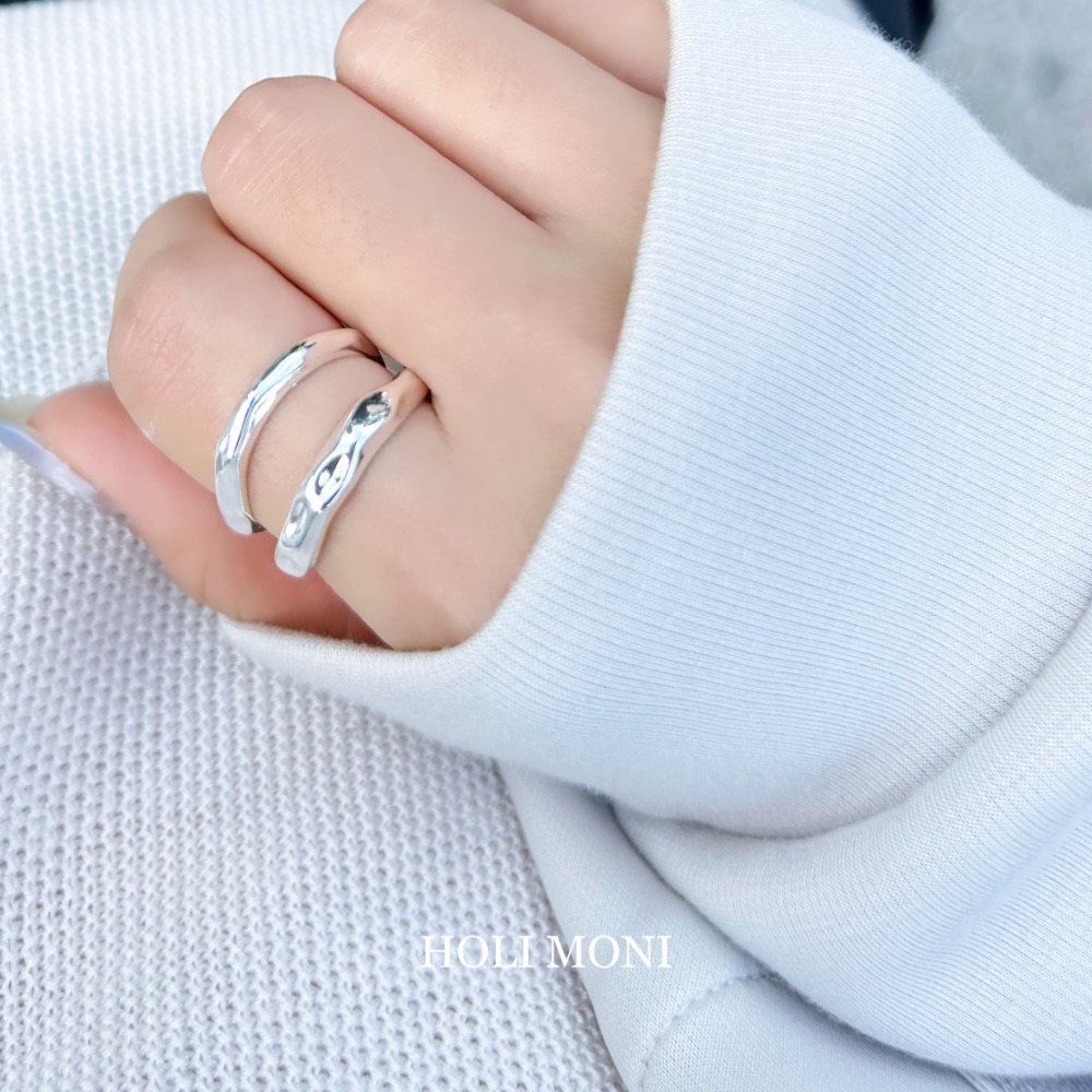 𝐇𝐎𝐋𝐈 𝐌𝐎𝐍𝐈正韓🇰🇷現貨｜雙層不規則波紋戒指-細節圖4