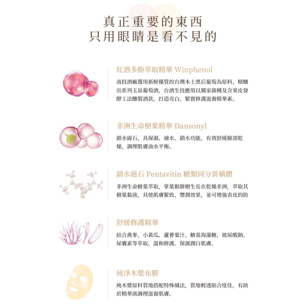 【躍牛小舖】台酒 VINATA紅酒精華多重修護面膜 8片/盒 保濕 舒緩 修護 抗老 亮白 補水 面膜 台酒生技-細節圖5