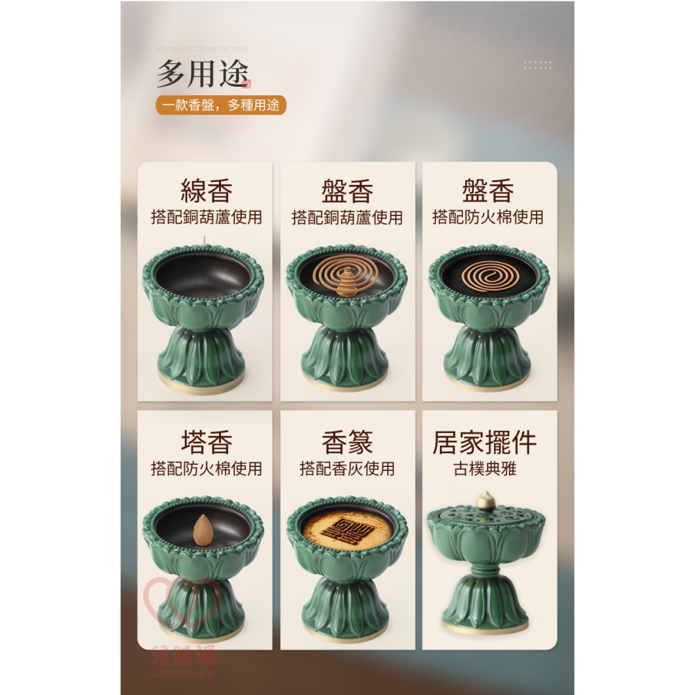 🪷寶蓮燈香爐｜蓮花爐,銅香爐,香道套裝,家用室內沈香,熏香打篆,打香篆,盤香,線香,塔香-細節圖5
