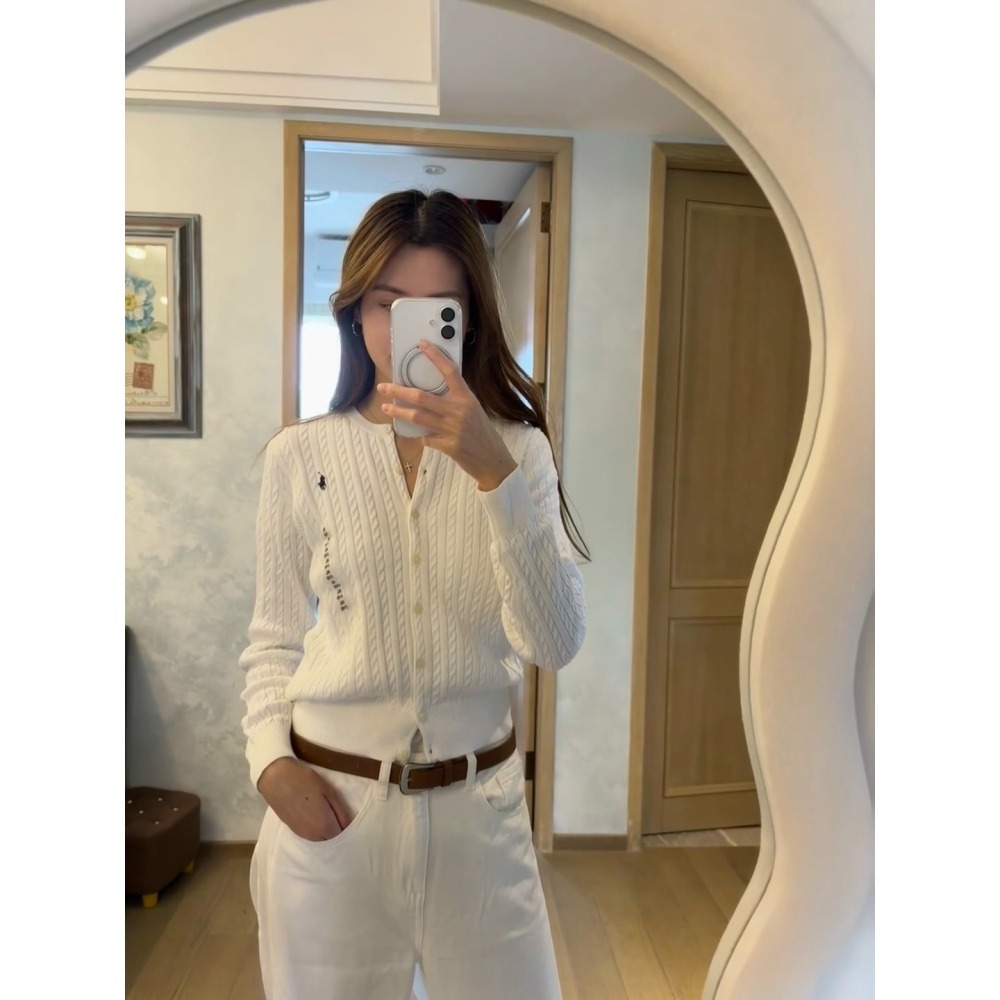 Polo Ralph Lauren 女青年小馬麻花針織開扣棉質外套 (美國RL官網購入)-細節圖6