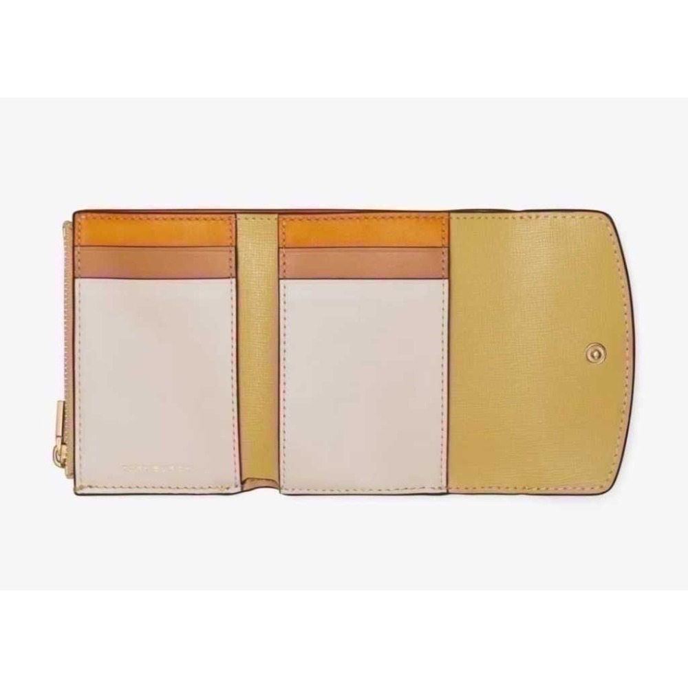 Tory Burch Robinson 拼色小牛皮翻蓋短夾 - 專櫃款-細節圖2