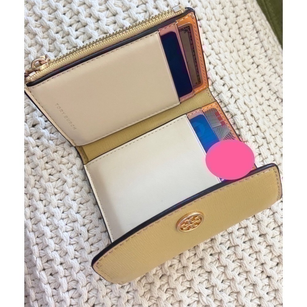 Tory Burch Robinson 拼色小牛皮翻蓋短夾 - 專櫃款-細節圖4