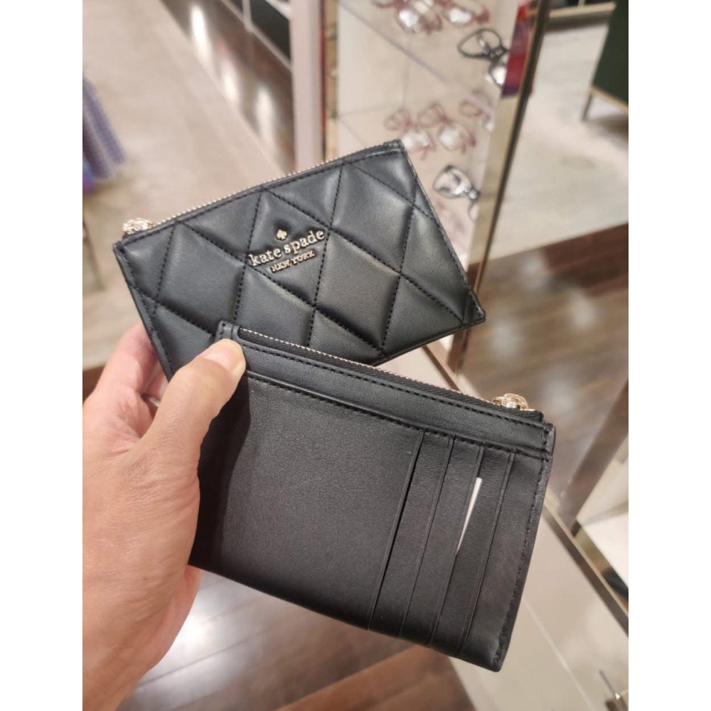 【現貨】Kate Spade 小香風菱格紋中夾 - 黑（購於KS官網及outlet)-細節圖5