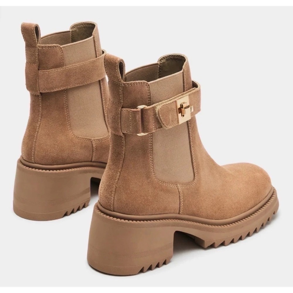 【現貨】STEVE MADDEN 造型絨面厚底靴 US7(23.5-24cm)-細節圖3