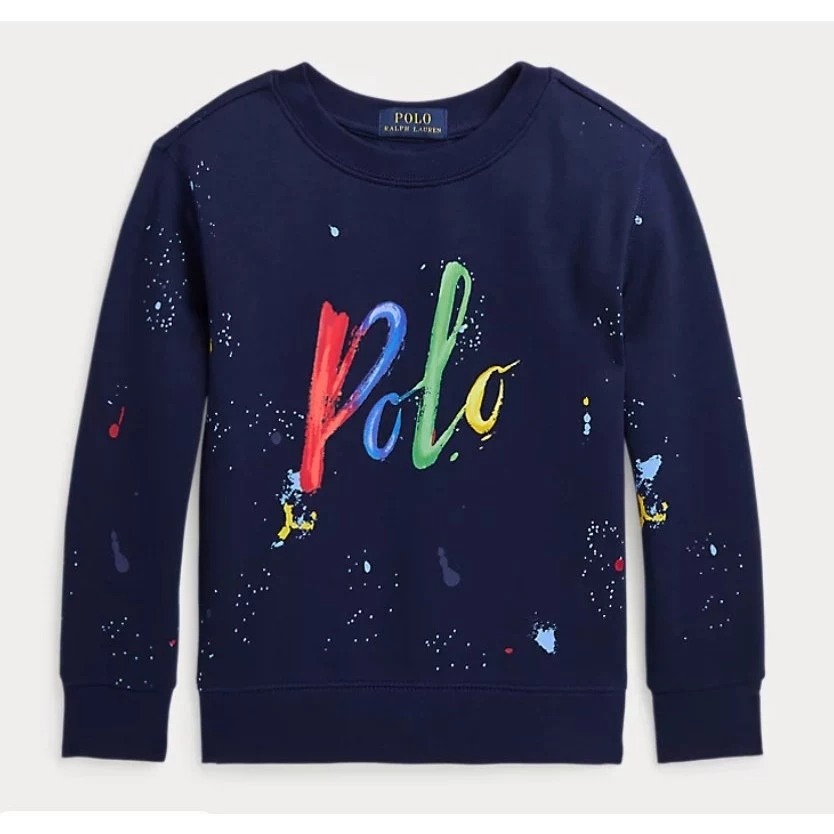 【現貨】Polo Ralph Lauren 青年款潑漆造型輕刷毛 衛衣 大學T L (女大人可穿)-細節圖2