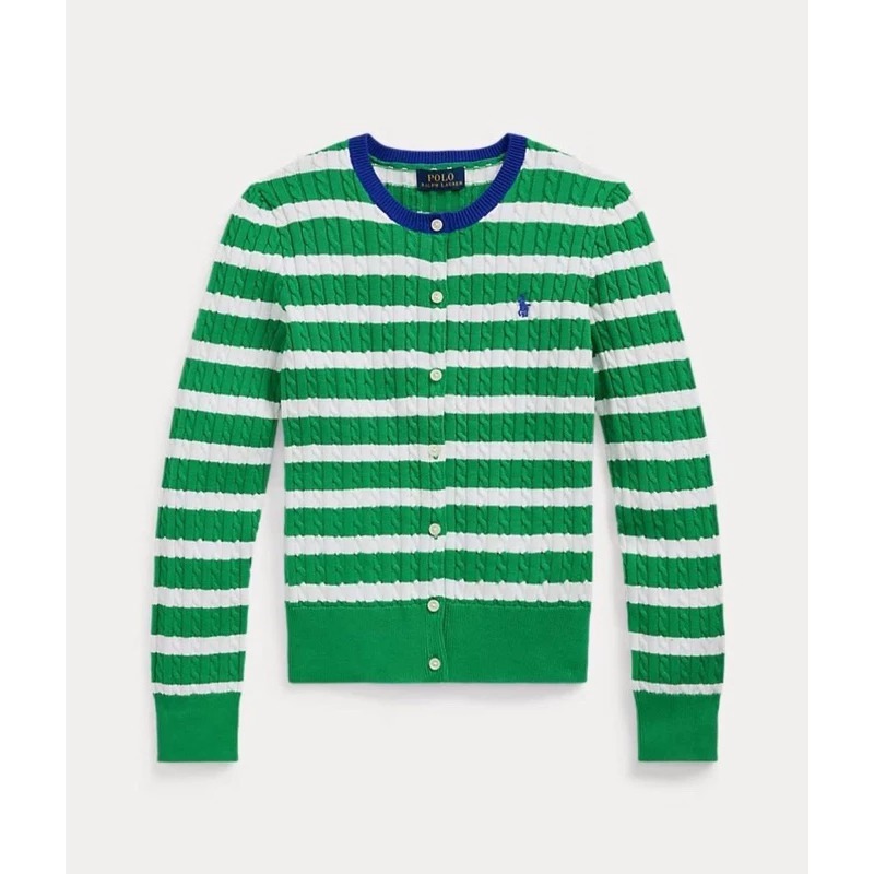 【現貨】 Ralph Lauren 新款女青年條紋麻花針織外套 XL 女大人可穿-規格圖6