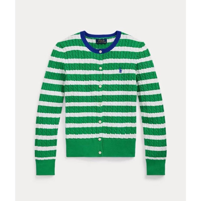 【現貨】 Ralph Lauren 新款女青年條紋麻花針織外套 XL 女大人可穿-規格圖6