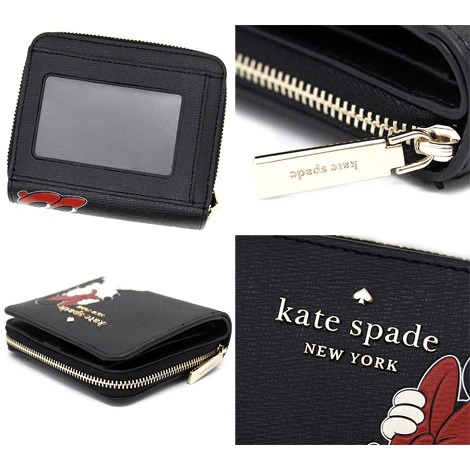 【現貨】Kate Spade x Disney 迪士尼聯名限定款 米妮 Minnie 兩折拉鏈 零錢 小短夾-細節圖5