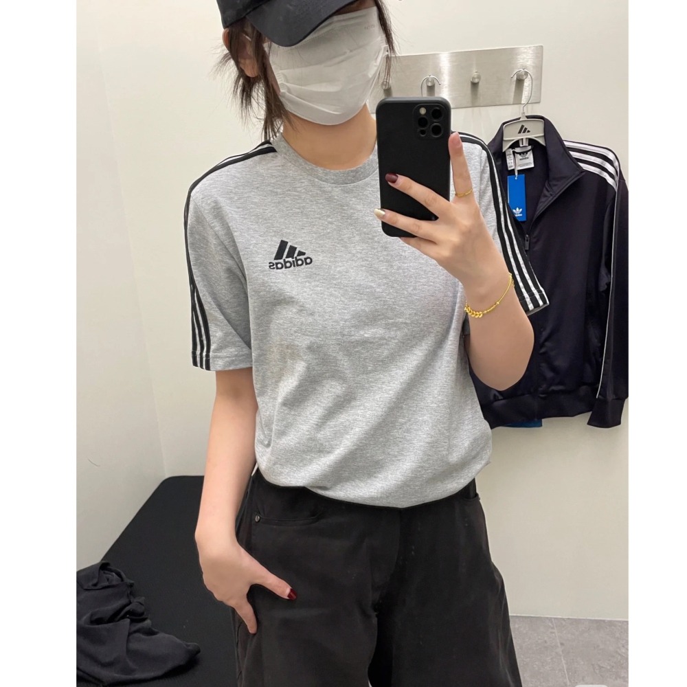 【現貨】Adidas 男版經典三線刺繡LOGO短T 中性款 M-細節圖2